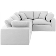 Pemberly Row White Linen Fabric 4-Piece Modular Sectional