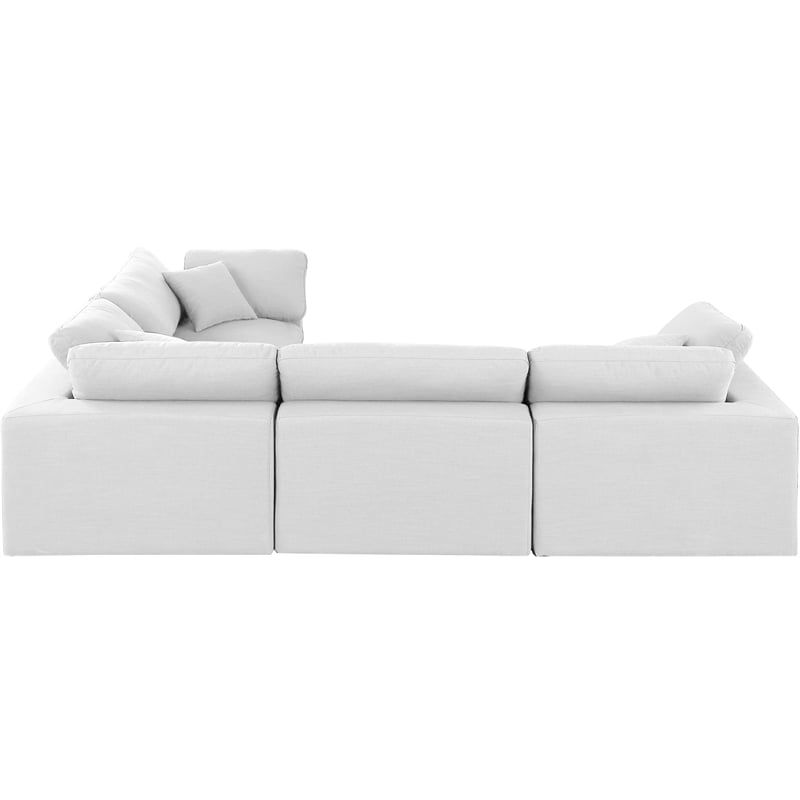 Pemberly Row White Linen Fabric 4-Piece Modular Sectional