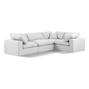 Pemberly Row White Linen Fabric 4-Piece Modular Sectional