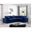 Pemberly Row Modular Sectional in Navy Velvet with Down Cushions
