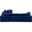 Pemberly Row Modular Sectional in Navy Velvet with Down Cushions
