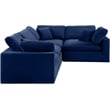 Pemberly Row Modular Sectional in Navy Velvet with Down Cushions