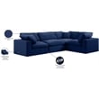 Pemberly Row Modular Sectional in Navy Velvet with Down Cushions