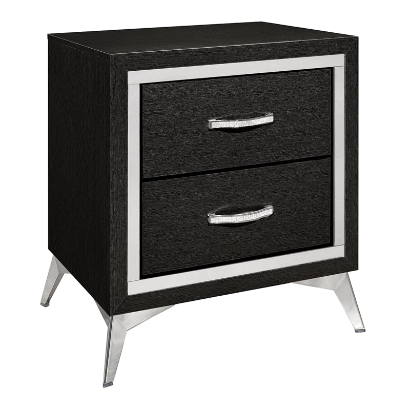Pemberly Row 2-Drawer Solid Wood Nightstand in Black