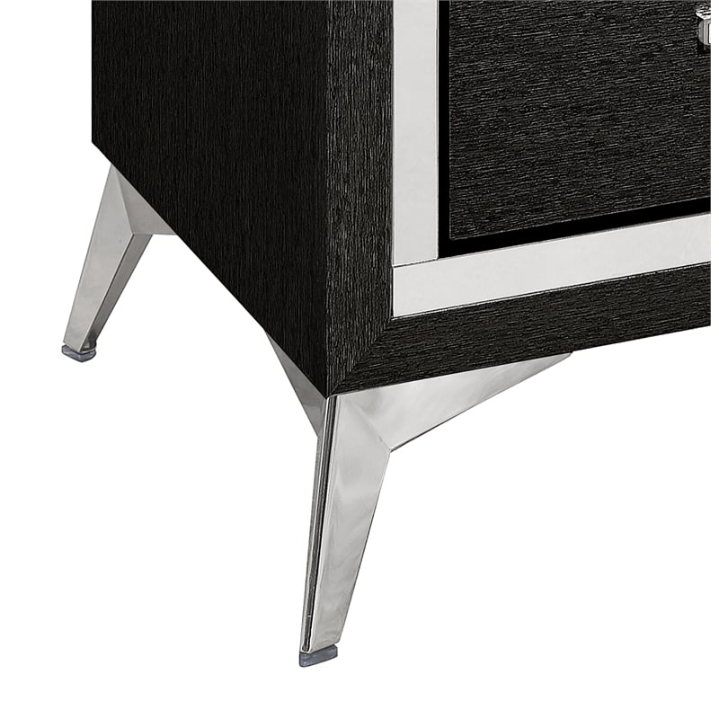 Pemberly Row 2-Drawer Solid Wood Nightstand in Black