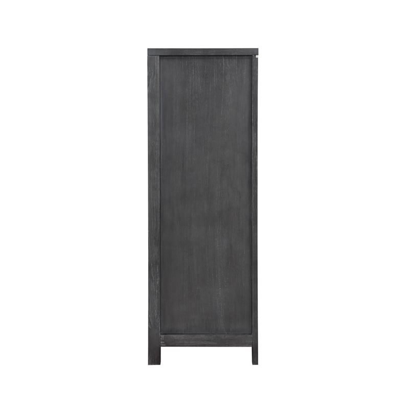 Pemberly Row 5-Drawer Chest in Solid Wood and Charcoal Finish