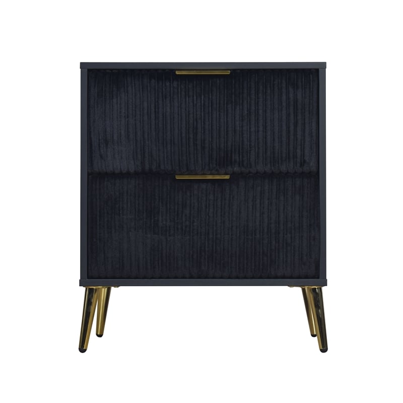 Pemberly Row 2-Drawer Wood Nightstand in Black