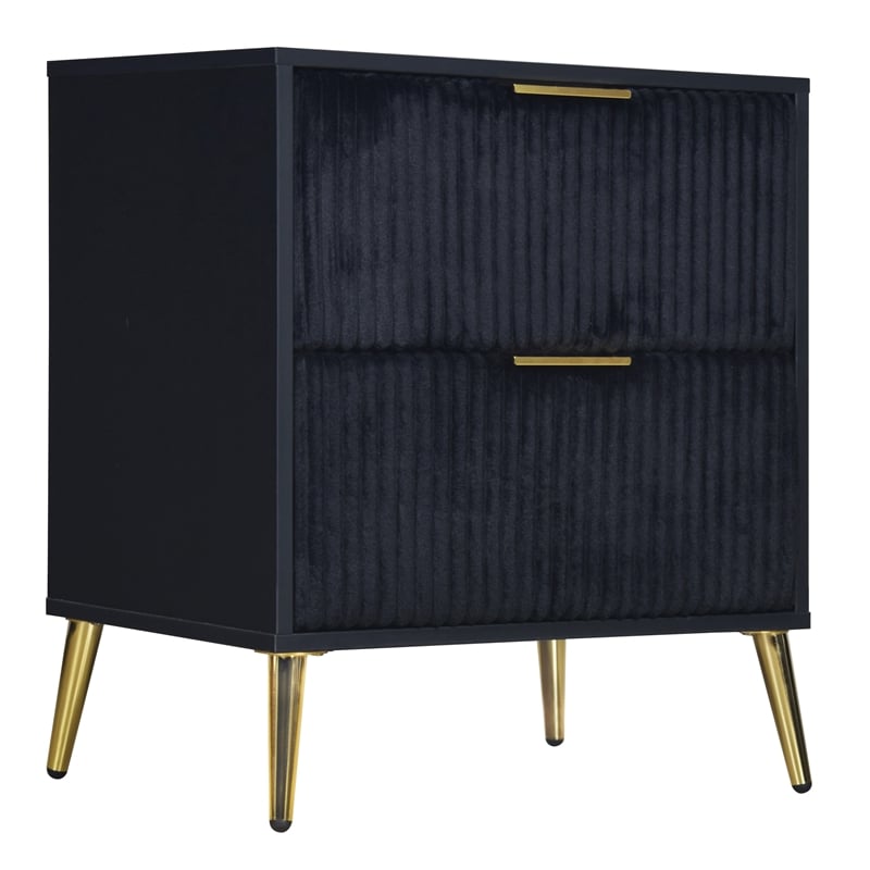 Pemberly Row 2-Drawer Wood Nightstand in Black