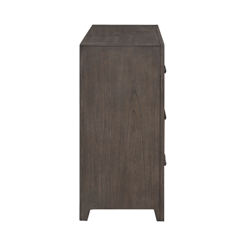 Pemberly Row Landon 6-Drawer Solid Wood Dresser in Walnut