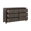 Pemberly Row Landon 6-Drawer Solid Wood Dresser in Walnut