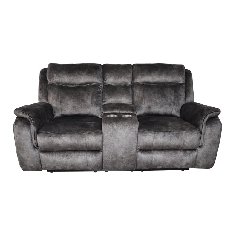 Pemberly Row Console Loveseat with Polyester Fabric in Slate