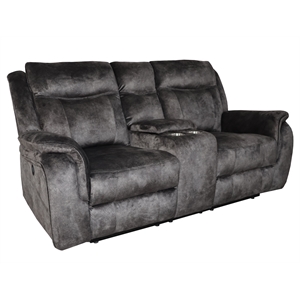 Pemberly Row Console Loveseat with Polyester Fabric in Slate