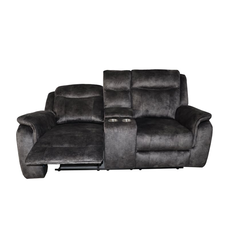 Pemberly Row Console Loveseat with Polyester Fabric in Slate