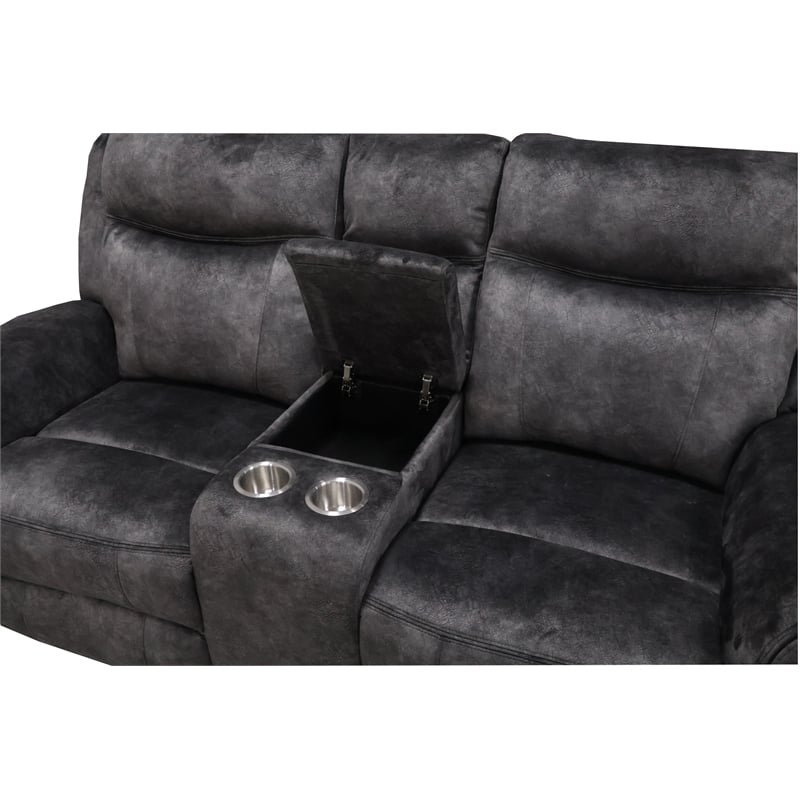 Pemberly Row Console Loveseat with Polyester Fabric in Slate