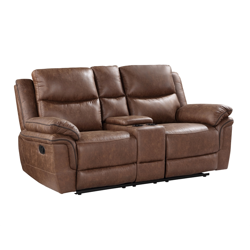 Pemberly Row 2-Piece Polyester Loveseat and Sofa Set in Brown