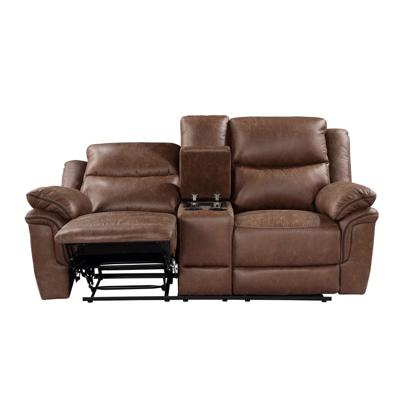 Pemberly Row 2-Piece Polyester Loveseat and Sofa Set in Brown