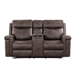 Pemberly Row Polyester Fabric Console Loveseat in Mocha with Cupholders