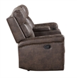 Pemberly Row Polyester Fabric Console Loveseat in Mocha with Cupholders