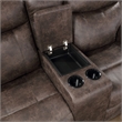 Pemberly Row Polyester Fabric Console Loveseat in Mocha with Cupholders
