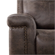 Pemberly Row Polyester Fabric Console Loveseat in Mocha with Cupholders