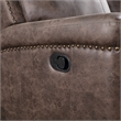 Pemberly Row Polyester Fabric Console Loveseat in Mocha with Cupholders