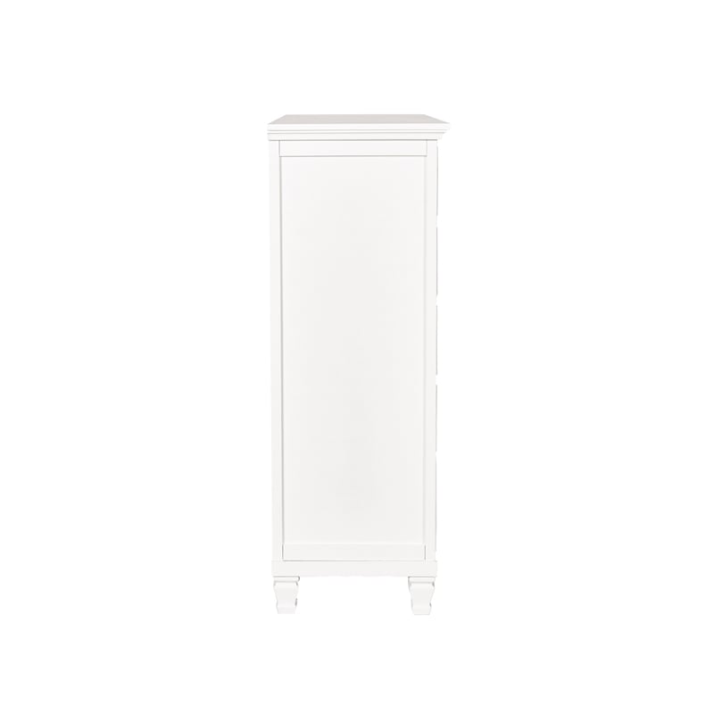 Pemberly Row Solid Wood 5-Drawer Chest in White Finish