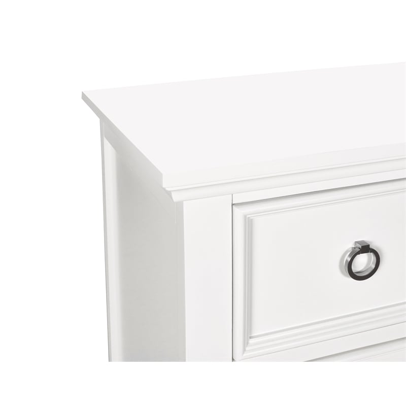 Pemberly Row Solid Wood 5-Drawer Chest in White Finish