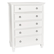 Pemberly Row Solid Wood 5-Drawer Chest in White Finish