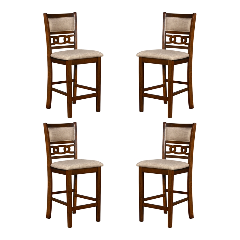 Pemberly Row Set of 4 Solid Wood Counter Chairs in Cherry Finish