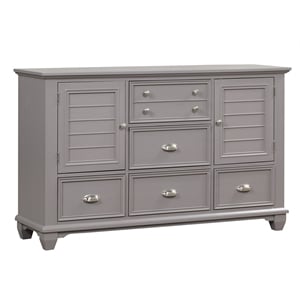 Pemberly Row Jamestown Solid Wood 5-Drawer Gray Bedroom Dresser
