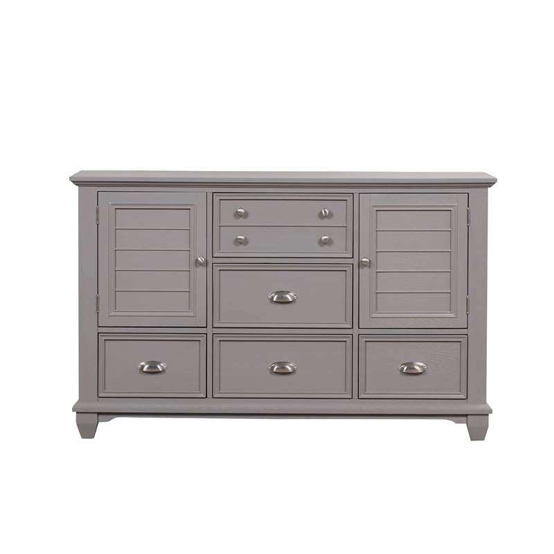 Pemberly Row Jamestown Solid Wood 5-Drawer Gray Bedroom Dresser