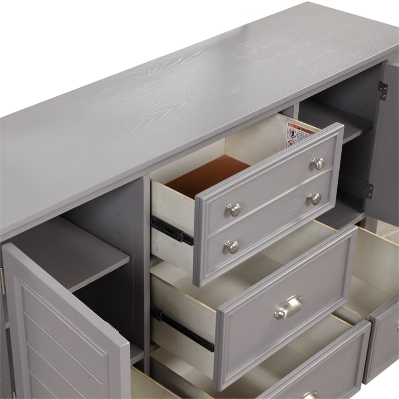 Pemberly Row Jamestown Solid Wood 5-Drawer Gray Bedroom Dresser
