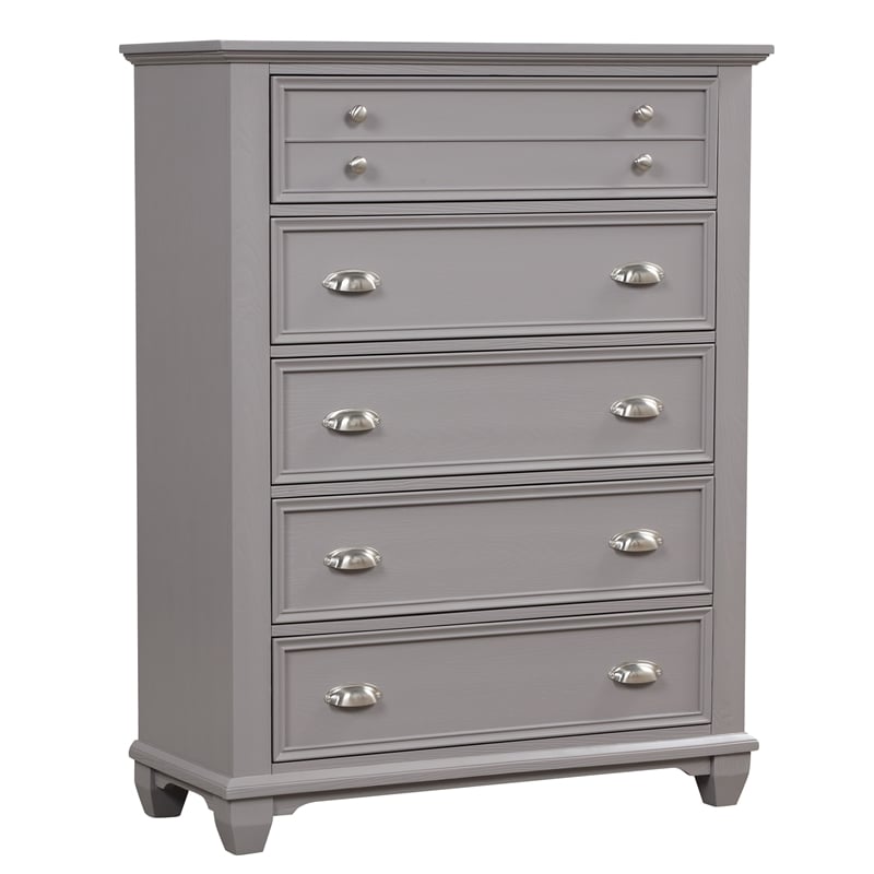 Pemberly Row Jamestown Gray 5-Drawer Solid Wood Bedroom Chest