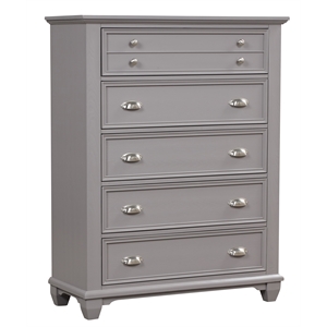 Pemberly Row Jamestown Gray 5-Drawer Solid Wood Bedroom Chest
