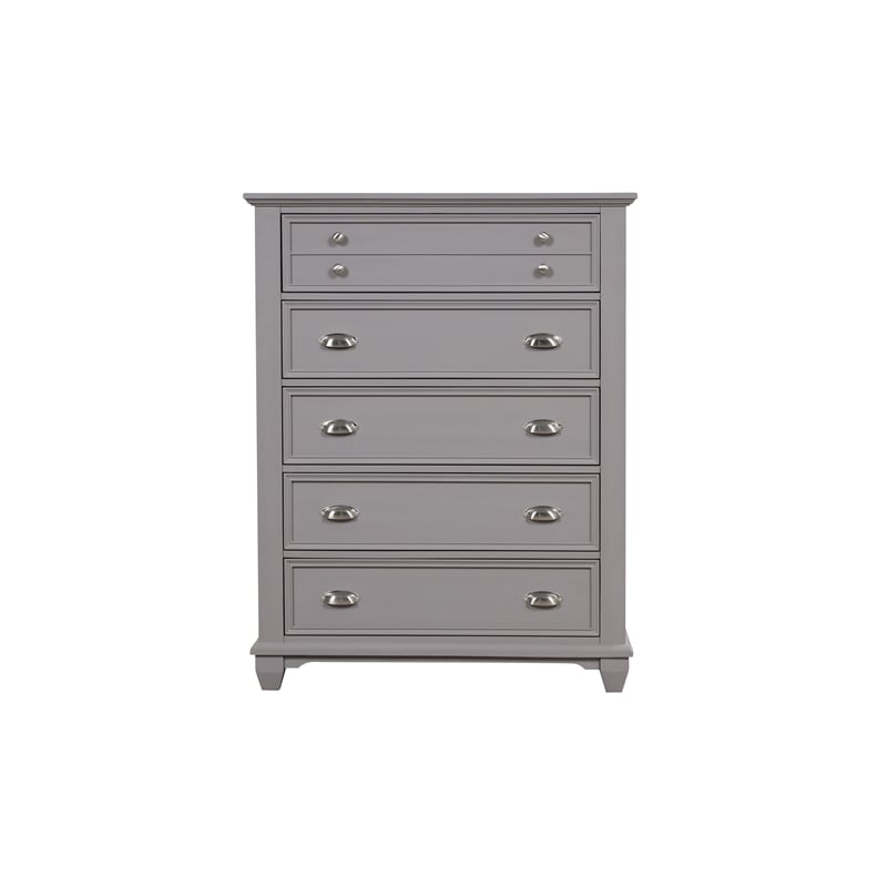 Pemberly Row Jamestown Gray 5-Drawer Solid Wood Bedroom Chest