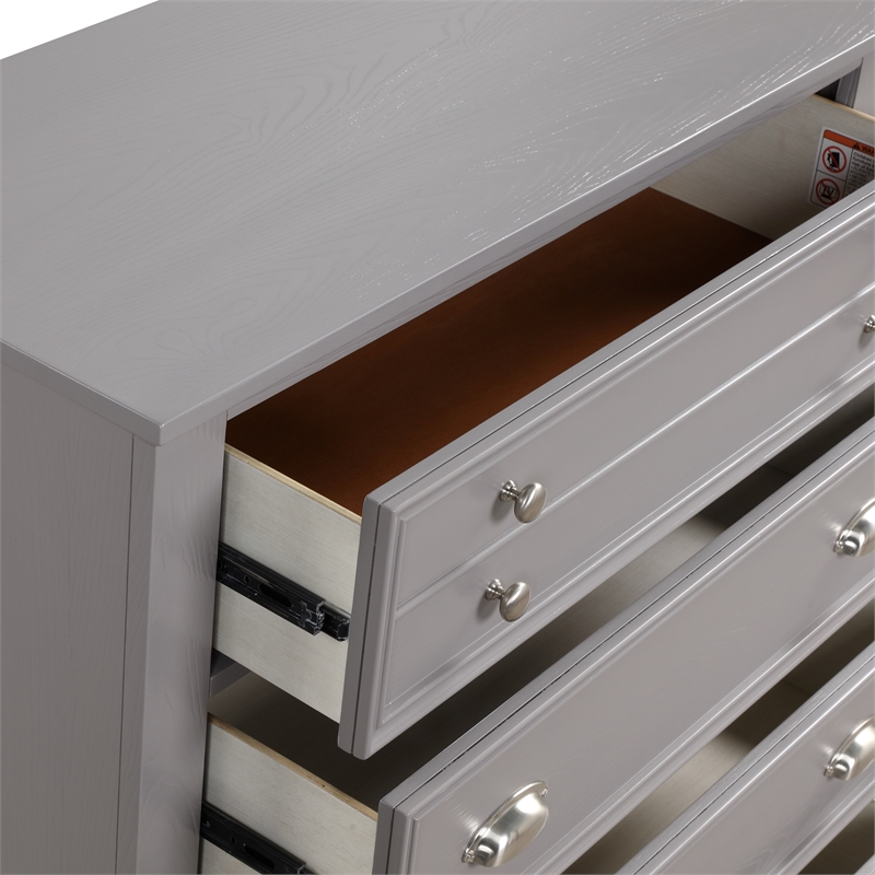 Pemberly Row Jamestown Gray 5-Drawer Solid Wood Bedroom Chest