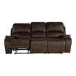 Pemberly Row Dual Recliner Sofa in Rustic Brown Leather-Look Upholstery