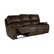 Pemberly Row Dual Recliner Sofa in Rustic Brown Leather-Look Upholstery