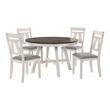 Pemberly Row 5-Piece Solid Wood Round Dining Table Set in White/Brown