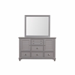 Pemberly Row Acacia Wood 5-Drawer Dresser & Mirror Transitional Gray
