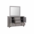 Pemberly Row Acacia Wood 5-Drawer Dresser & Mirror Transitional Gray
