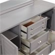 Pemberly Row Acacia Wood 5-Drawer Dresser & Mirror Transitional Gray