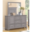 Pemberly Row Acacia Wood 5-Drawer Dresser & Mirror Transitional Gray