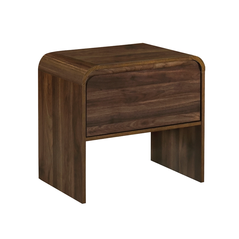 Pemberly Row 1-Drawer End Table in Engineered Walnut Wood 21.6 in Wide