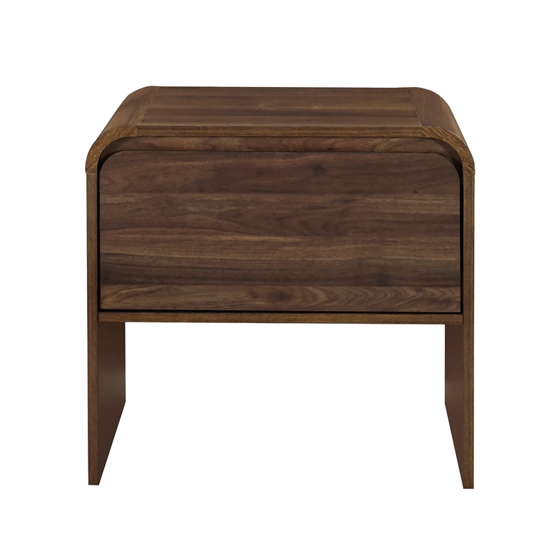 Pemberly Row 1-Drawer End Table in Engineered Walnut Wood 21.6 in Wide