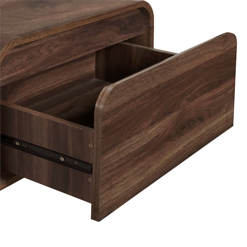 Pemberly Row 1-Drawer End Table in Engineered Walnut Wood 21.6 in Wide