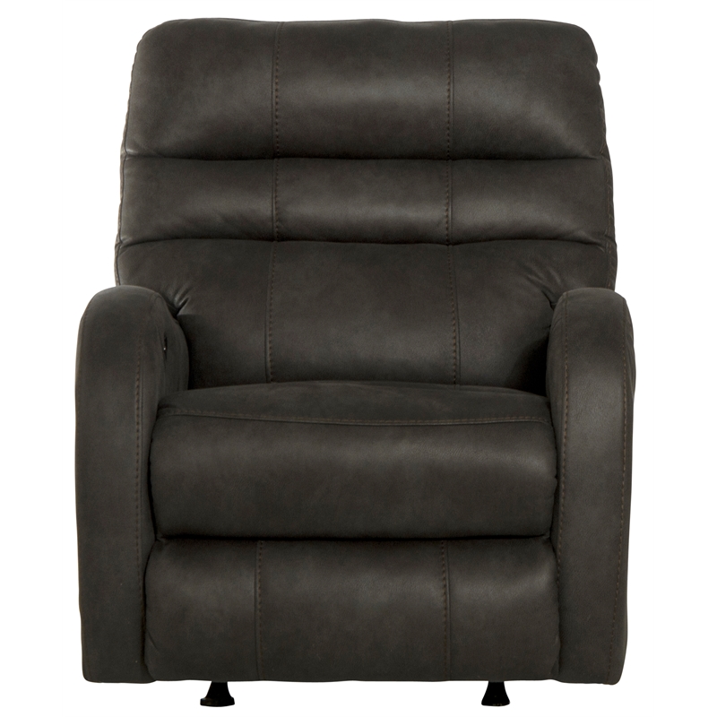 Pemberly Row Gray Power Rocker Recliner with USB Charging Port