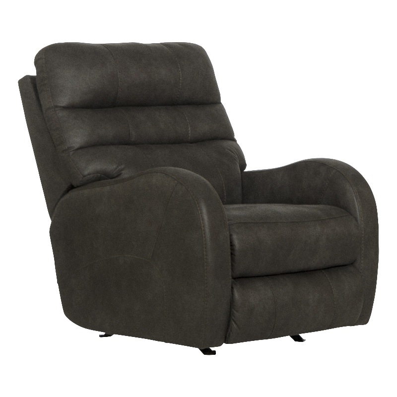 Pemberly Row Gray Power Rocker Recliner with USB Charging Port