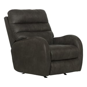 Pemberly Row Gray Power Rocker Recliner with USB Charging Port