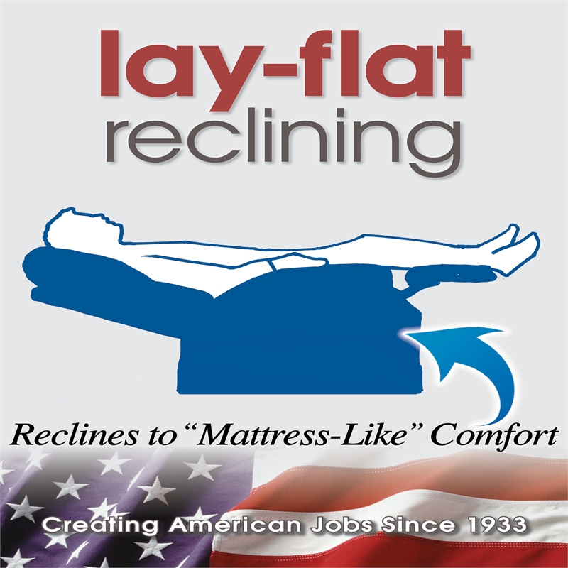 Pemberly Row Power Lift Recliner with Lay Flat Feature in Blue Fabric